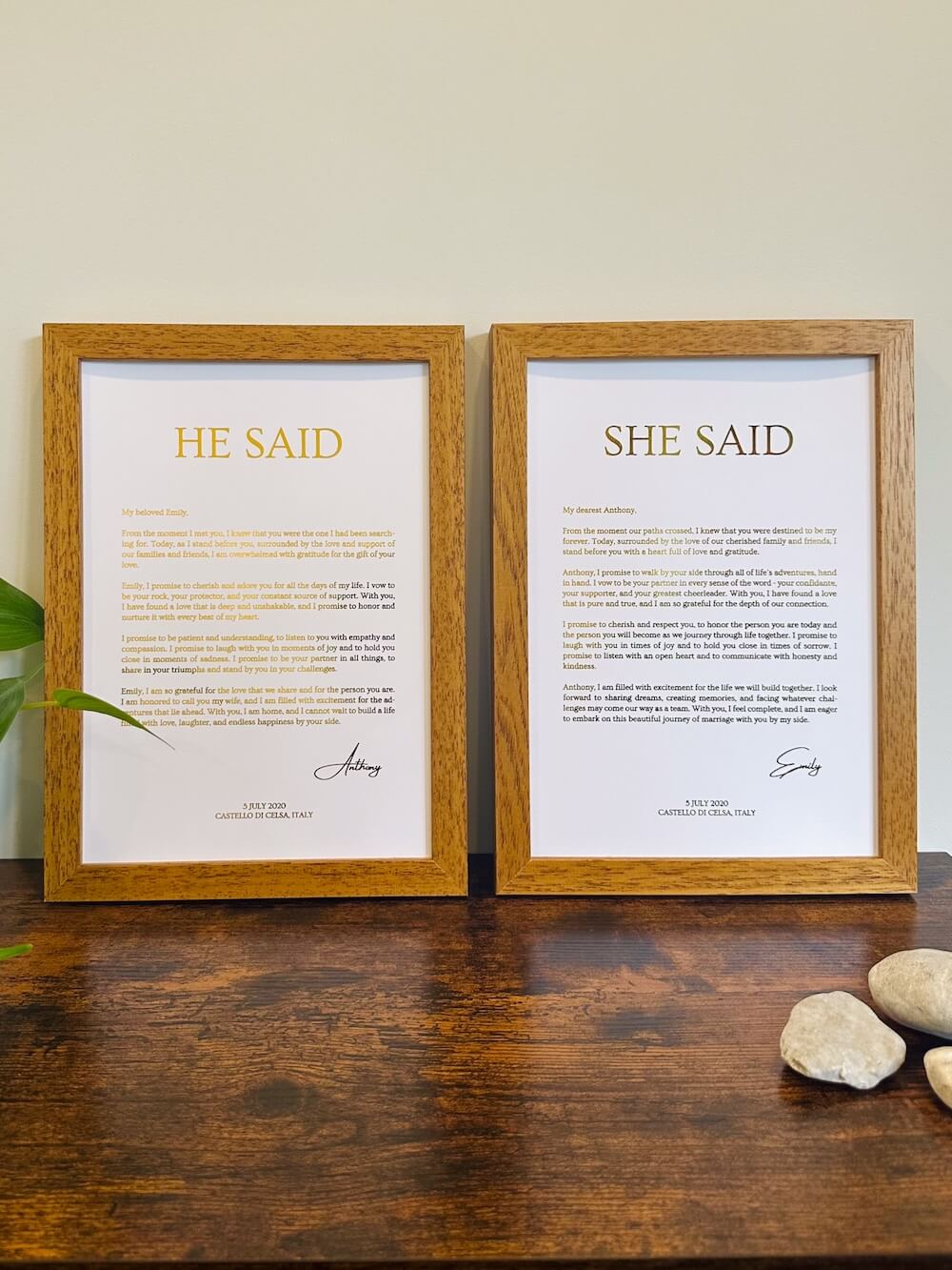 Wedding Vows | Set of 2 | Custom Metallic Foil Print