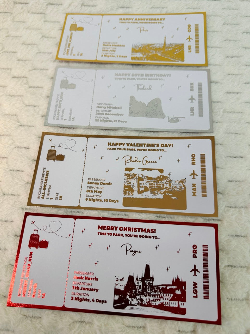 Any Destination Holiday Surprise Foil Ticket | Custom Made