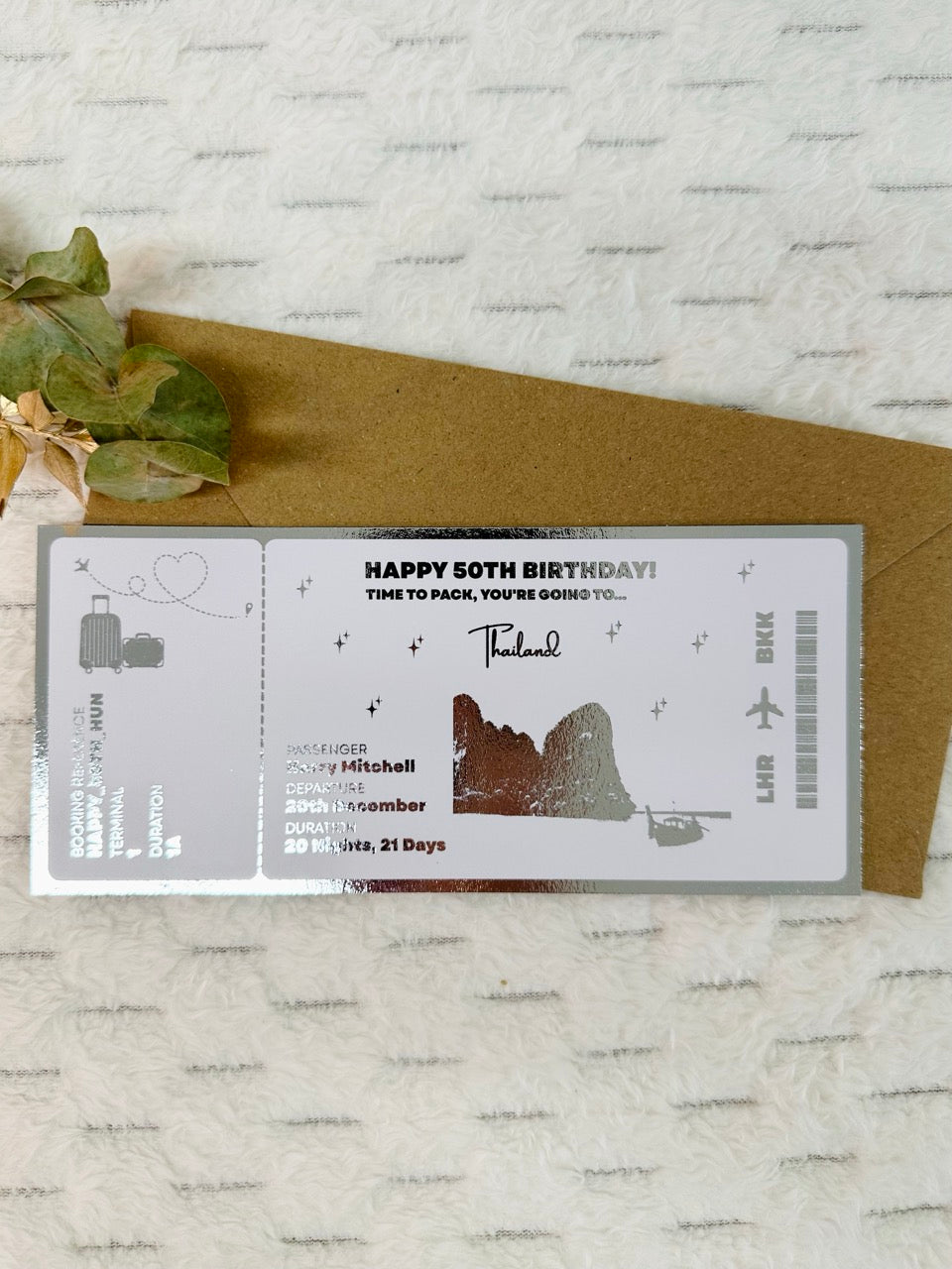 Any Destination Holiday Surprise Foil Ticket | Custom Made