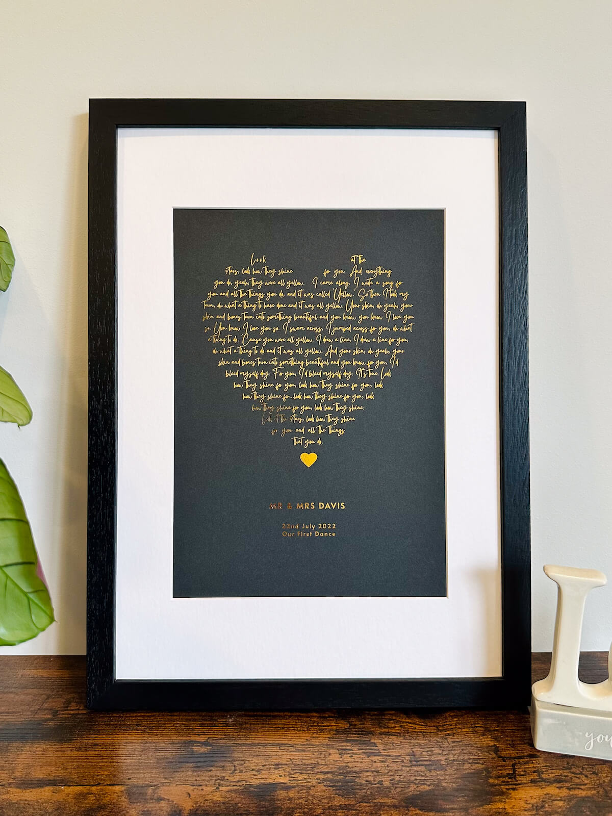 Heart Shape Song Lyrics | Custom Metallic Foil Print