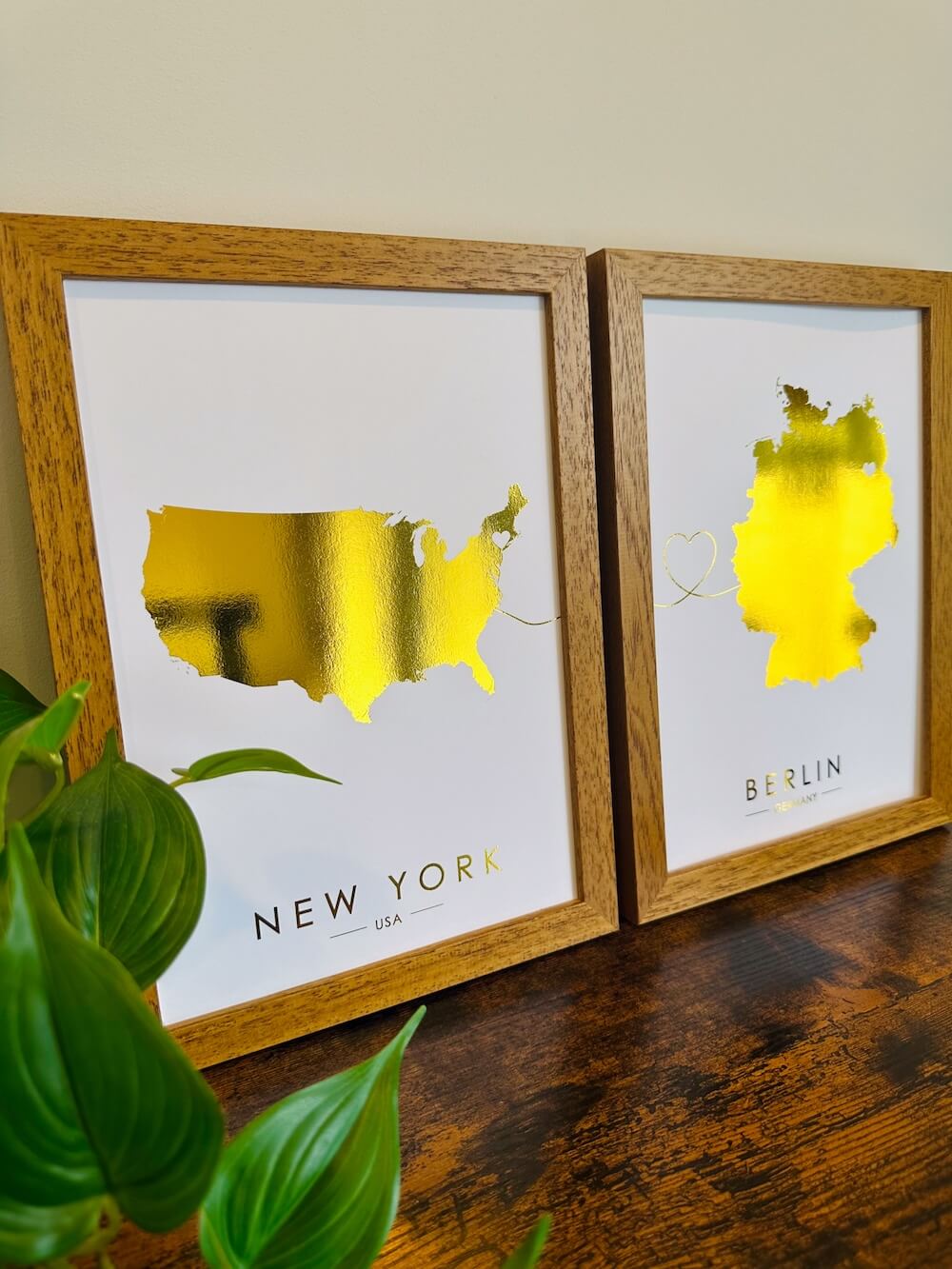 Connect Any 2 Locations | Custom Map Foil Print | Set of 2