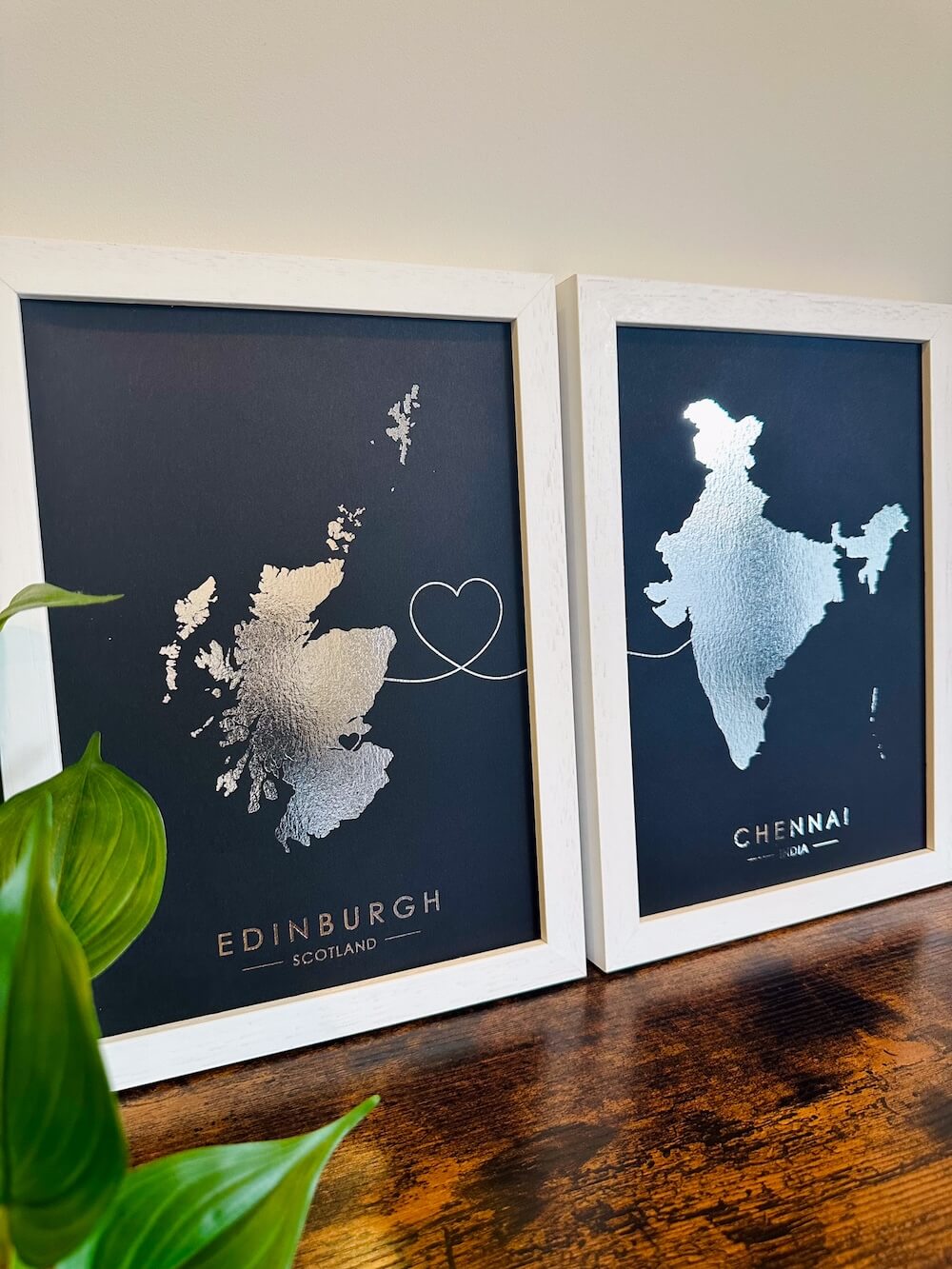 Connect Any 2 Locations | Custom Map Foil Print | Set of 2