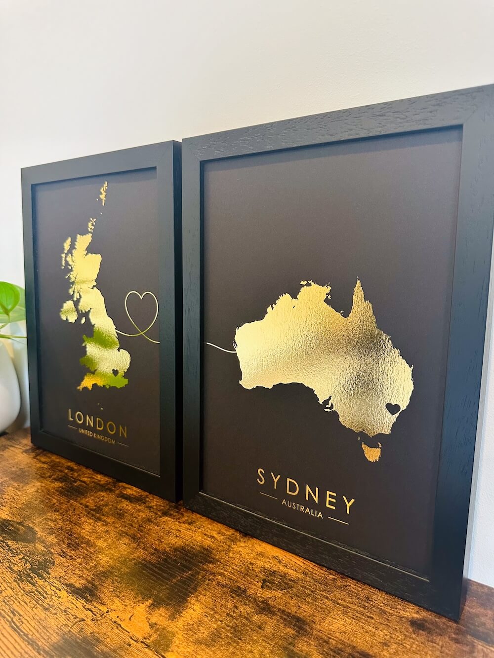 Connect Any 2 Locations | Custom Map Foil Print | Set of 2