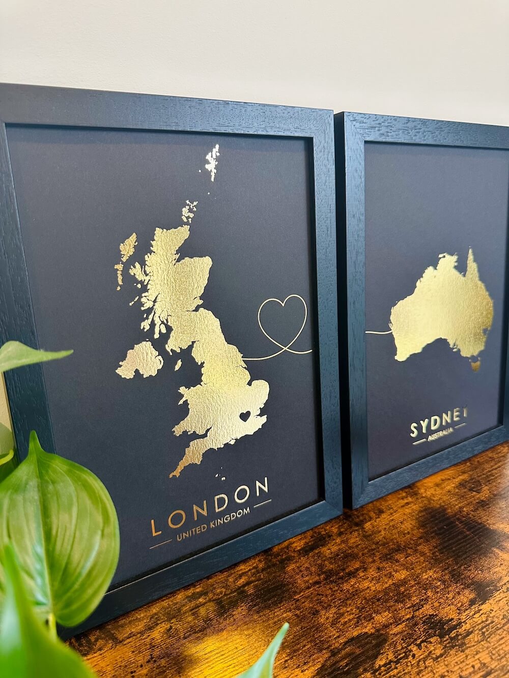 Connect Any 2 Locations | Custom Map Foil Print | Set of 2