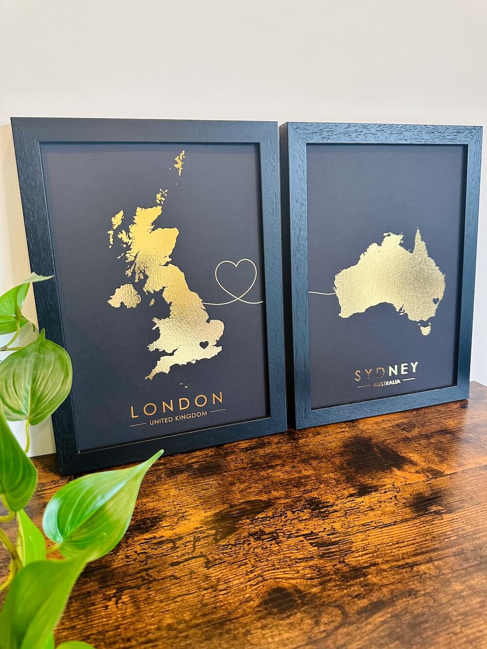 Connect Any 2 Locations | Custom Map Foil Print | Set of 2